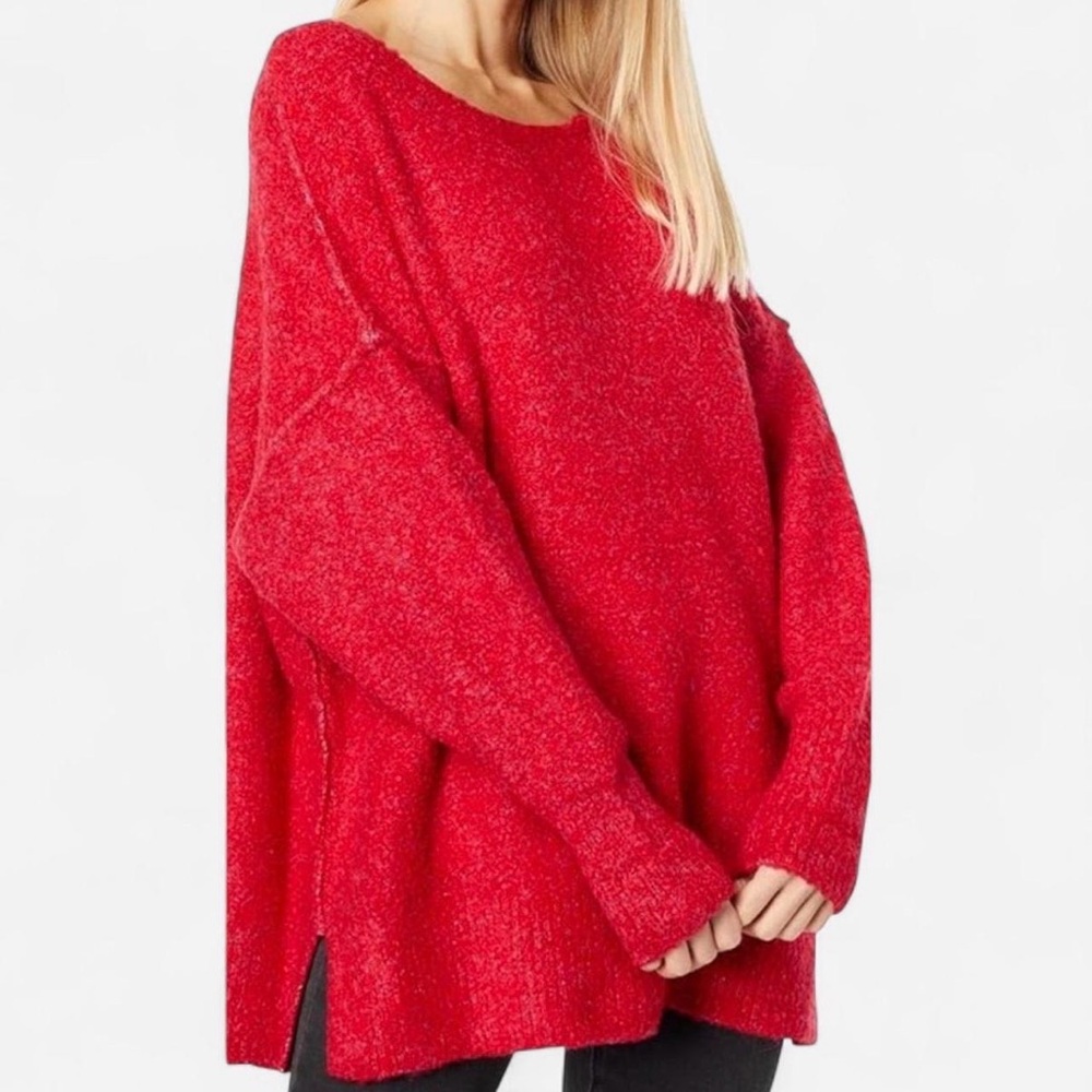 Free People Moira Slouchy Oversized Boucle Tunic Sweater (Small)